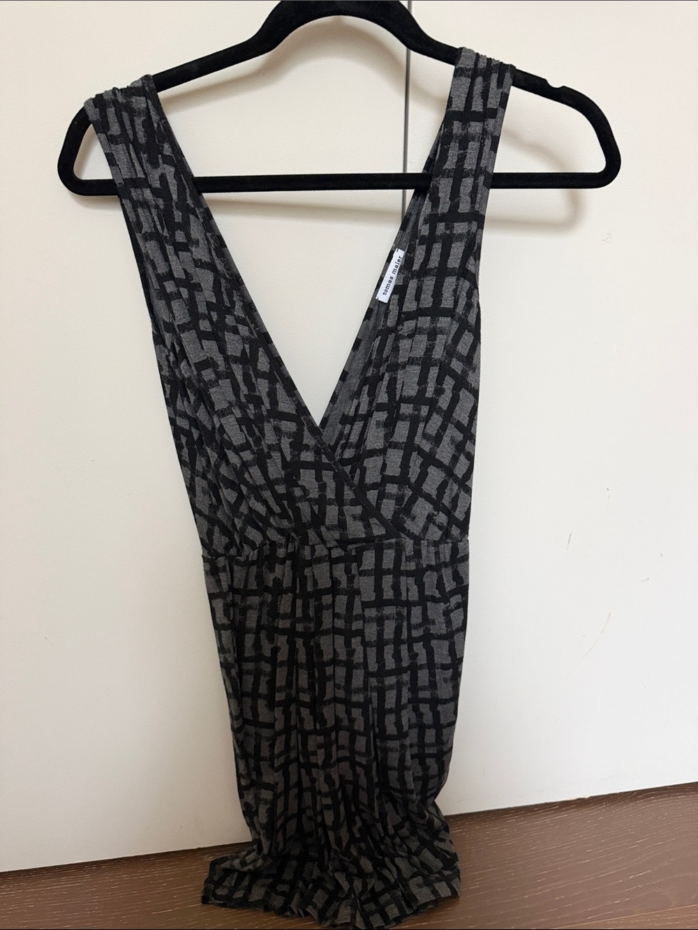 Tomas Maier Black & Gray One-Shoulder Patterned Dress